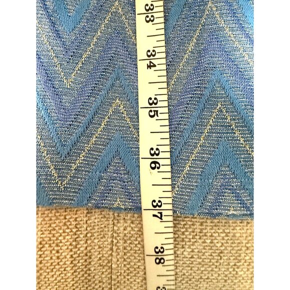 NWT Ramy Brook Blue Chevron Smocked Mini Dress Halterneck Size L - Picture 9 of 10